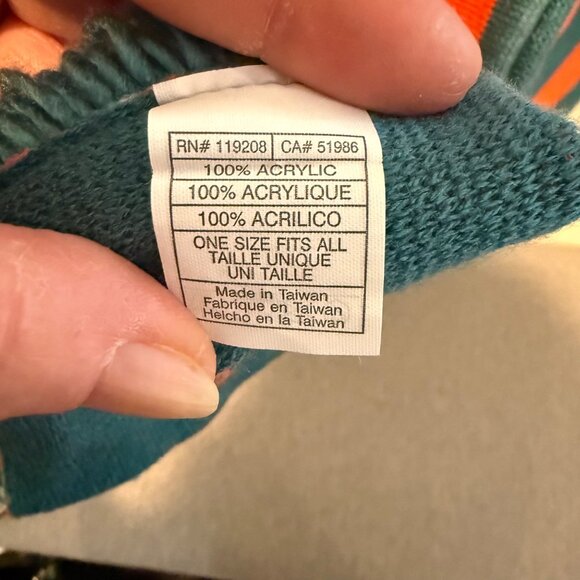 Miami Dolphins Reebok Striped Acrylic Scarf With Logo & Fringe - Picture 3 of 3